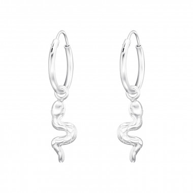 Hanging Snake - 925 Sterling Silver Hoop Earrings SD41465