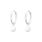 Hanging Disc - 925 Sterling Silver Hoop Earrings SD41466