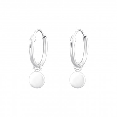 Hanging Disc - 925 Sterling Silver Hoop Earrings SD41466