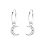 Moon - 925 Sterling Silver Hoop Earrings SD41469