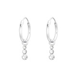 Hanging Geometric - 925 Sterling Silver Hoop Earrings SD41526