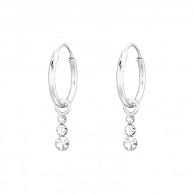 Hanging Geometric - 925 Sterling Silver Hoop Earrings SD41526