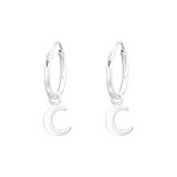 Hanging Moon - 925 Sterling Silver Hoop Earrings SD41567