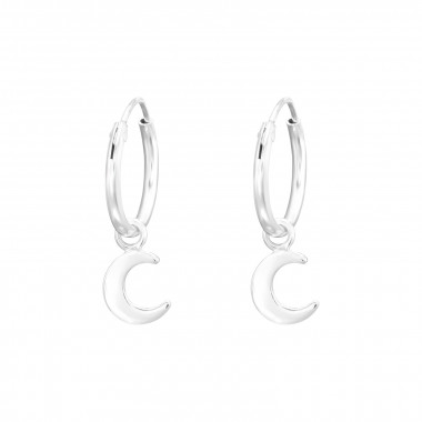 Hanging Moon - 925 Sterling Silver Hoop Earrings SD41567