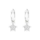 Star - 925 Sterling Silver Hoop Earrings SD41783