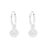 Shell - 925 Sterling Silver Hoop Earrings SD41790