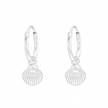 Shell - 925 Sterling Silver Hoop Earrings SD41790
