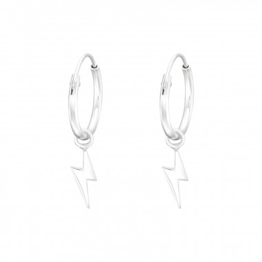 Lightning Bolt - 925 Sterling Silver Hoop Earrings SD42218