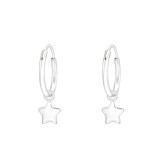 Hanging Star - 925 Sterling Silver Hoop Earrings SD42588