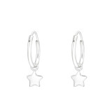 Hanging Star - 925 Sterling Silver Hoop Earrings SD42588