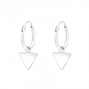 Hanging Triangle - 925 Sterling Silver Hoop Earrings SD42589