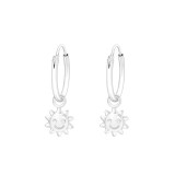 Hanging Sun - 925 Sterling Silver Hoop Earrings SD42966