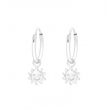 Hanging Sun - 925 Sterling Silver Hoop Earrings SD42966