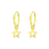 Hanging Star - 925 Sterling Silver Hoop Earrings SD43023