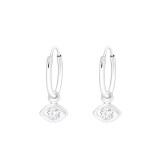 Hanging Eye - 925 Sterling Silver Hoop Earrings SD43222