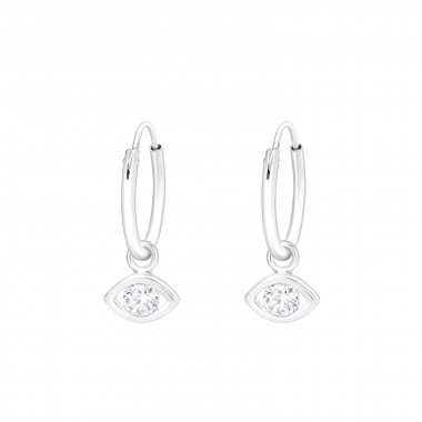 Hanging Eye - 925 Sterling Silver Hoop Earrings SD43222