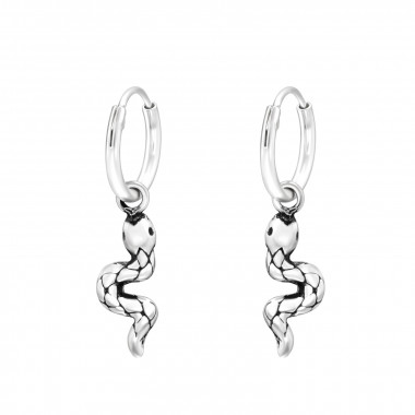 Hanging Snake - 925 Sterling Silver Hoop Earrings SD43228