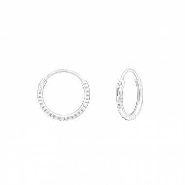 Diamond Cut 10mm - 925 Sterling Silver Hoop Earrings SD43254