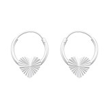 Heart - 925 Sterling Silver Hoop Earrings SD43337