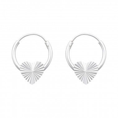 Heart - 925 Sterling Silver Hoop Earrings SD43337