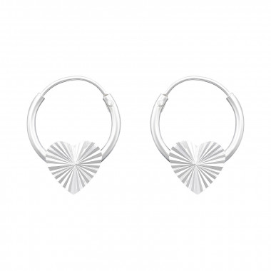 Heart - 925 Sterling Silver Hoop Earrings SD43337