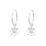 Hanging Flower - 925 Sterling Silver Hoop Earrings SD43375