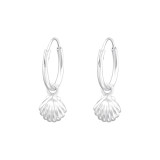 Shell - 925 Sterling Silver Hoop Earrings SD43390