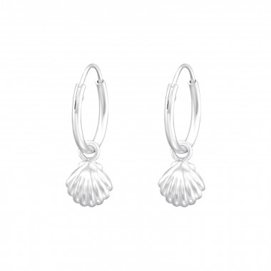 Shell - 925 Sterling Silver Hoop Earrings SD43390