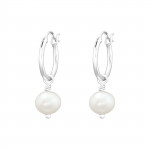 Freshwater Pearl - 925 Sterling Silver Hoop Earrings SD43396 Freshwater Pearl - 925 Sterling Silver Hoop Earrings SD43396