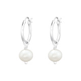 Freshwater Pearl - 925 Sterling Silver Hoop Earrings SD43396