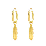 Feather - 925 Sterling Silver Hoop Earrings SD43435