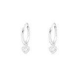 Hanging Heart - 925 Sterling Silver Hoop Earrings SD43453