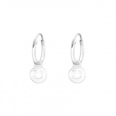 Love Emoji - 925 Sterling Silver Hoop Earrings SD43455