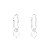 Heart - 925 Sterling Silver Hoop Earrings SD43836