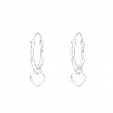Heart - 925 Sterling Silver Hoop Earrings SD43836