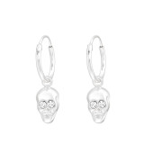 Skull - 925 Sterling Silver Hoop Earrings SD43837
