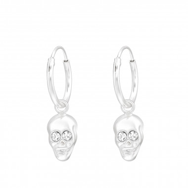 Skull - 925 Sterling Silver Hoop Earrings SD43837