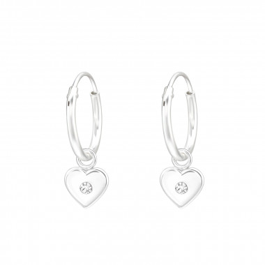 Heart - 925 Sterling Silver Hoop Earrings SD43839