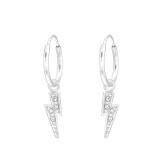 Lightning Bolt - 925 Sterling Silver Hoop Earrings SD43840