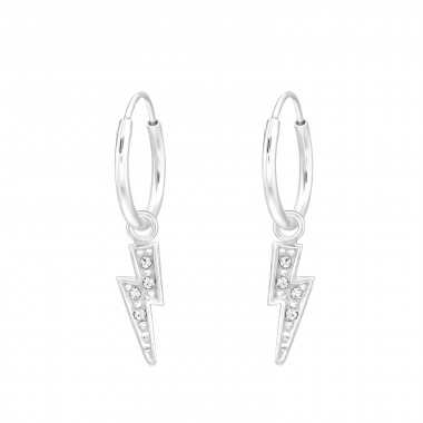 Lightning Bolt - 925 Sterling Silver Hoop Earrings SD43840