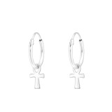 Cross - 925 Sterling Silver Hoop Earrings SD43905