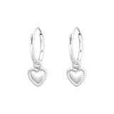 Heart - 925 Sterling Silver Hoop Earrings SD43907