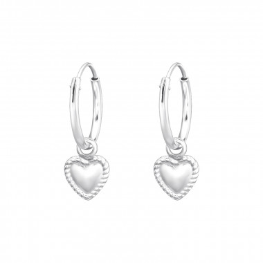 Heart - 925 Sterling Silver Hoop Earrings SD43907