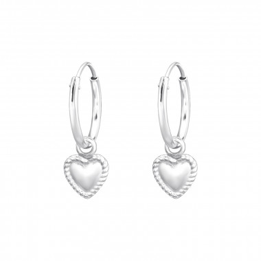 Heart - 925 Sterling Silver Hoop Earrings SD43907