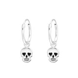 Skull - 925 Sterling Silver Hoop Earrings SD43909
