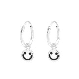 Smiley - 925 Sterling Silver Hoop Earrings SD43911