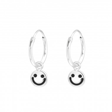 Smiley - 925 Sterling Silver Hoop Earrings SD43911
