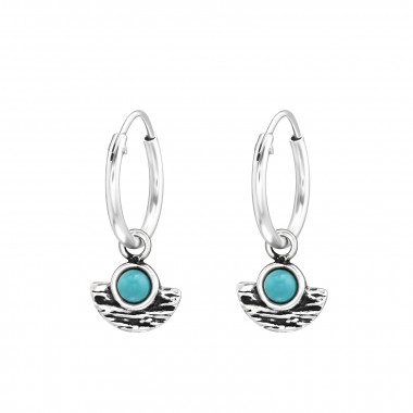 Geometric - 925 Sterling Silver Hoop Earrings SD43913