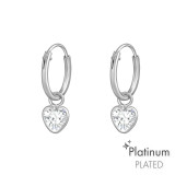 Hanging Heart - 925 Sterling Silver Hoop Earrings SD44102