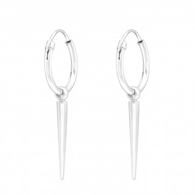 Needle - 925 Sterling Silver Hoop Earrings SD44248